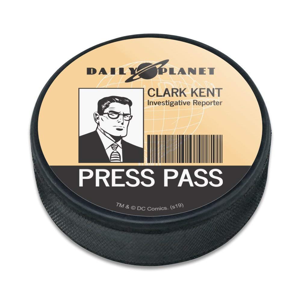 GRAPHICS & MORE Superman Clark Kent Press Pass Ice Hockey Puck