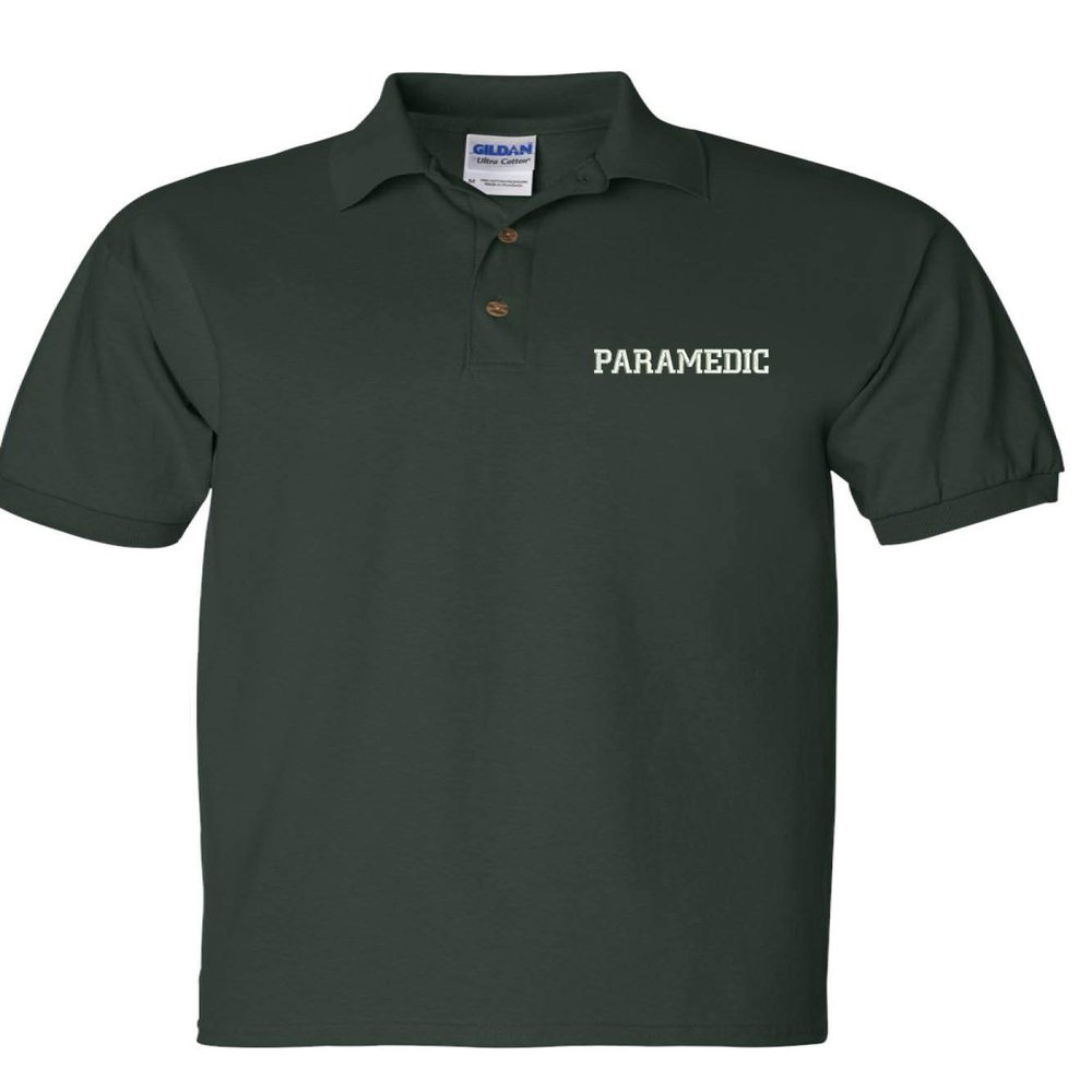 ALLNTRENDS Men's Polo T Shirt Paramedic Embroidered EMT Top Embroidery Gift (XL, Forest Green)