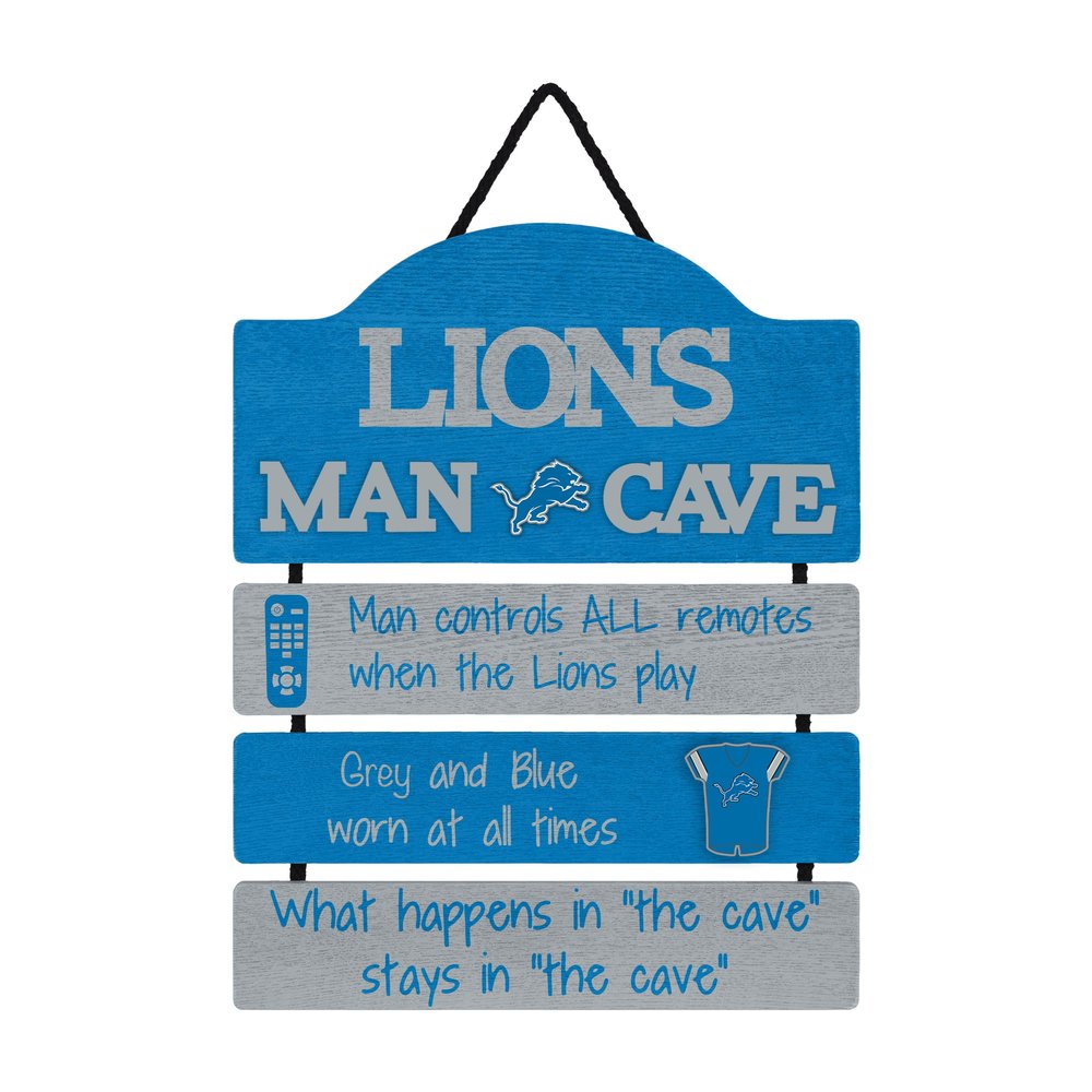 FOCO Forever Collectibles NFL Detroit Lions Wood SignWood Man Cave Sign, Team Colors, One Size