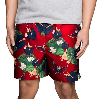 FOCO NHL Washington Capitals Mens Team Logo Floral Hawaiian Swim Suit Trunksteam Logo Floral Hawaiian Swim Suit Trunks, Team Color, XXL/ 36" - 38"