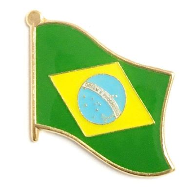 Brazil Flag Lapel Pin; One International Waving World Flag Pin Badge Patriotic Country Hat Lapel Badge (Brazil)