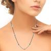 14K White, Rose & Yellow Gold Diamond Cut 5x3 Oval Beads With 18" Italian Rolo Chain Over 925 Sterling Silver Necklace view 4