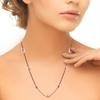 14K White, Rose & Yellow Gold Diamond Cut 5x3 Oval Beads With 18" Italian Rolo Chain Over 925 Sterling Silver Necklace view 3