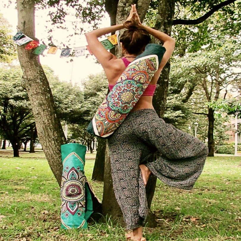 Handmade Yoga Mat Bag Tadasana, Yoga Mat Carrier (Dark Blue)