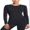 TSLA Women's Thermal Long Sleeve Tops, Mock Turtle & Crew Neck Shirts, Fleece Lined Compression Base Layer, Round Neck Heatlock Black, Large view 1