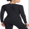 TSLA Women's Thermal Long Sleeve Tops, Mock Turtle & Crew Neck Shirts, Fleece Lined Compression Base Layer, Round Neck Heatlock Black, Large view 2
