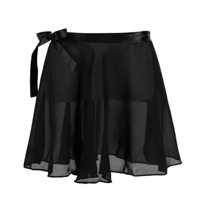 Alvivi Children's Girls Chiffon Ballet Dance Wrap Around Skirt Kids Sports Skate Leotards Tutu Skirts Black 4-6