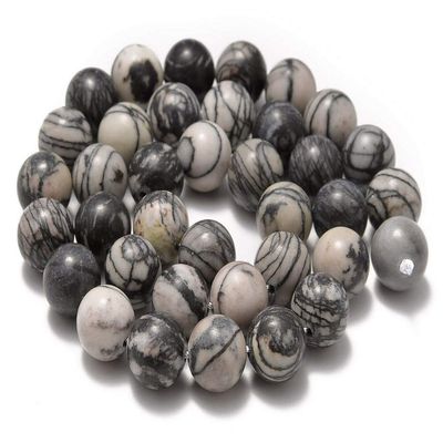 AD Beads Natural Gemstone Smooth Round Loose Beads 15 6mm 8mm 10mm (6mm, Spider Web Jasper)