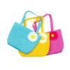 AUEAR, 3 Set Straw Hat and Purse Tea Summer Beach Sunflower Daisy Flower Sunhats Blue Yellow Pink view 3
