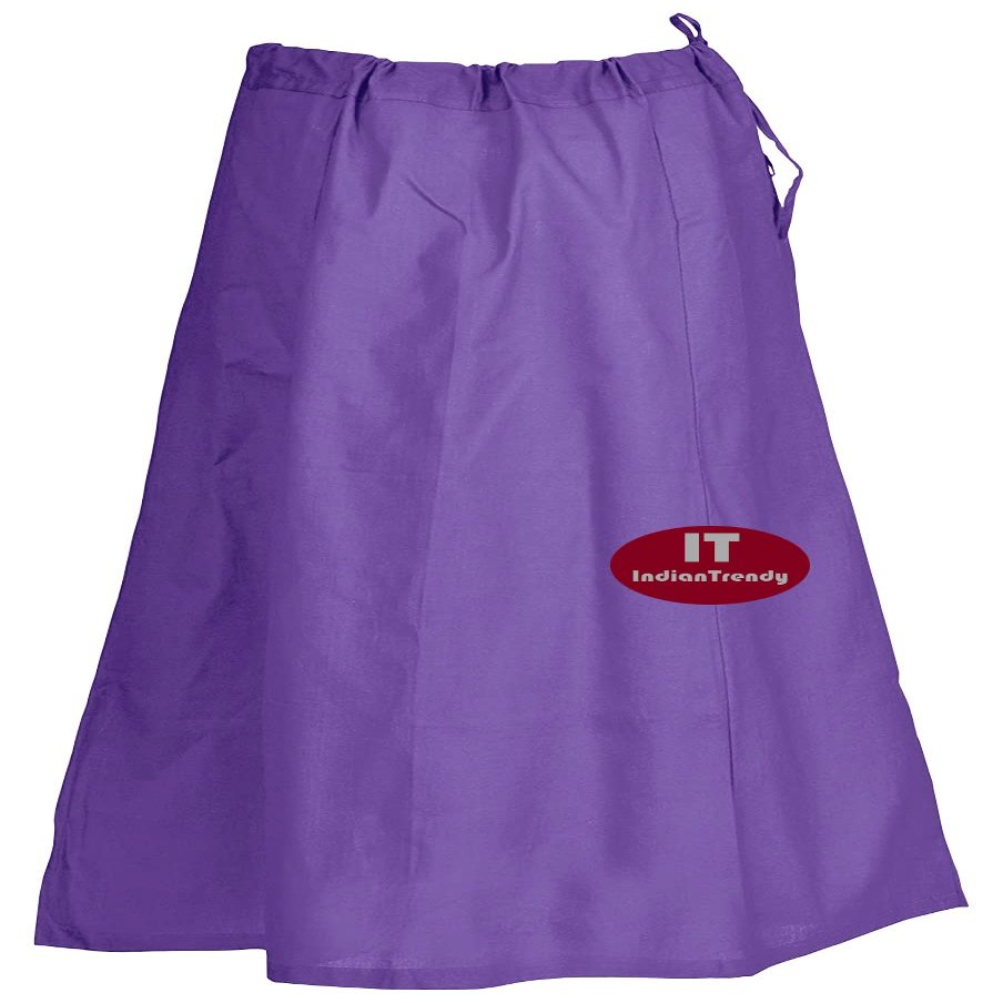 Indian Trendy Sari Petticoat Cotton Stitched Adjustable Waist Saree Underskirt Lining Skirt - One Size - Medium Purple