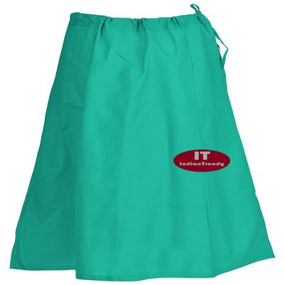 Indian Trendy Sari Petticoat Cotton Stitched Adjustable Waist Saree Underskirt Lining Skirt - One Size - Turquoise
