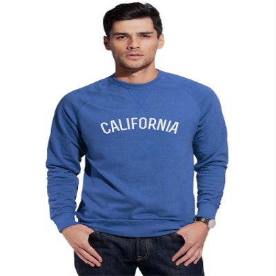 Daxton California Sweatshirt Athletic Fit Pullover Crewneck French Terry Fabric, Slate Sweatshirt White Letters, XS