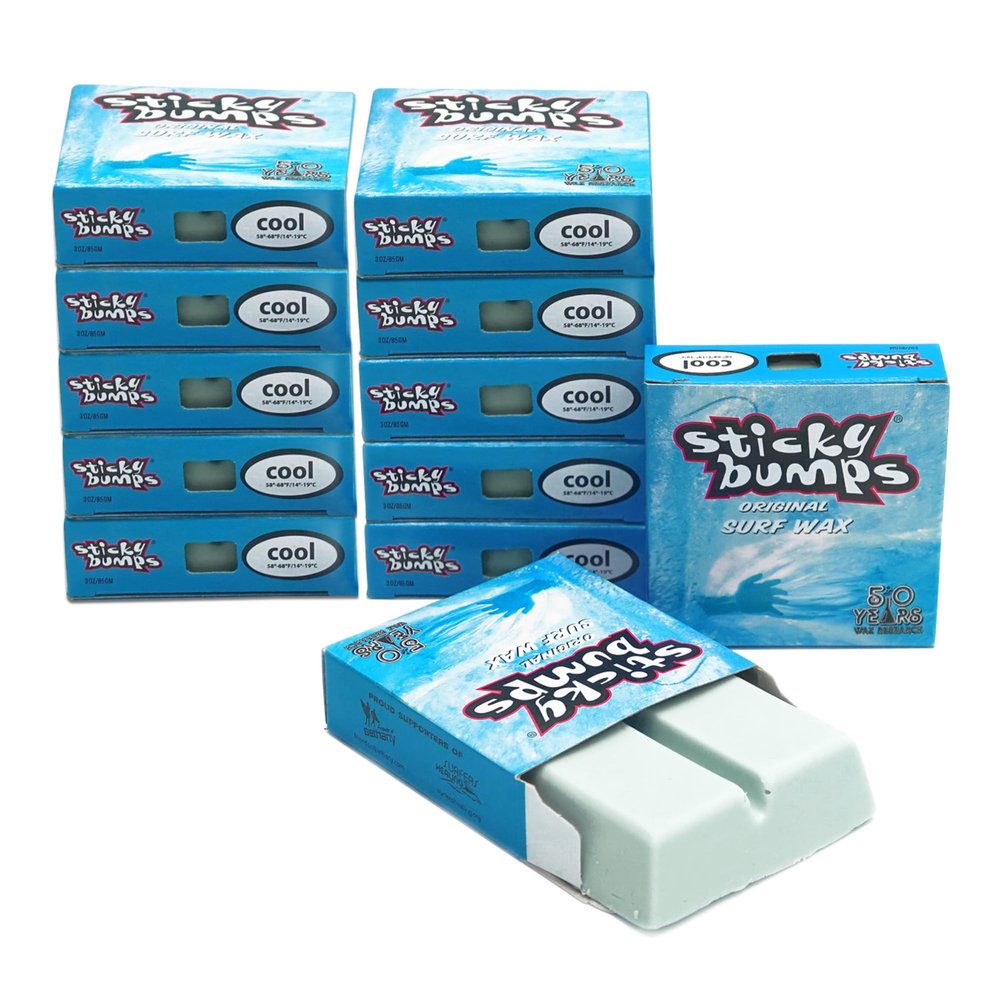 Sticky Bumps Original surf wax cool - 12 Pack | Long-Lasting Surfboard Wax | Great Bump Building for Surfing | Non-Toxic, Nature-Safe | For cool water surf wax Temps 58-68F / 14-19C. and Below