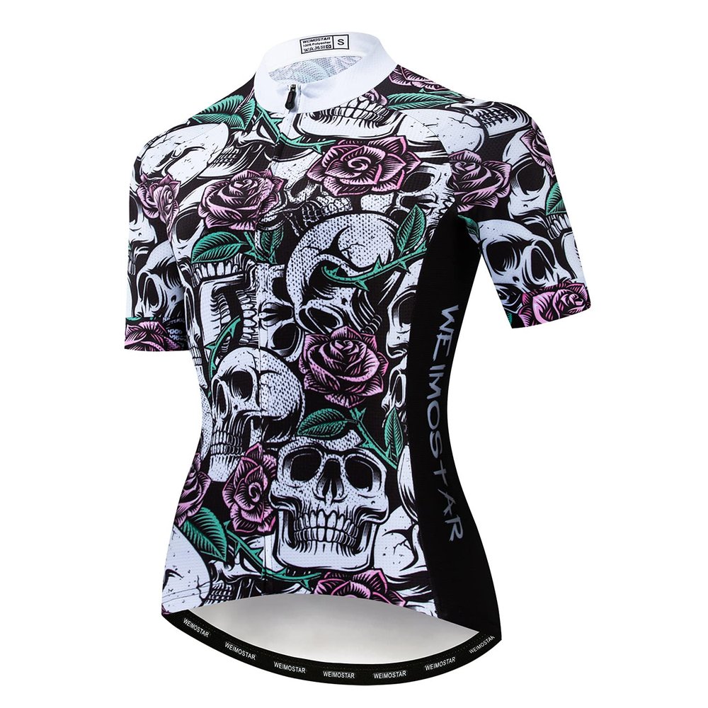 Bike Jersey Women's Cycling Jersey Zipper MTB Tops Apparel Mountain Road Bicycle Clothes Breathable Pro Team Biker Racing Shirts for Ladies Female Cycle Clothing Summer Skeleton Green Black XXL