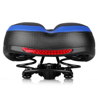 MTBHOME Dual Spring Mountain Bike Saddle Memory Foam Cushion Padded Bicycle Seat with Reflective Sticker and Central Relief Zone (Blue)