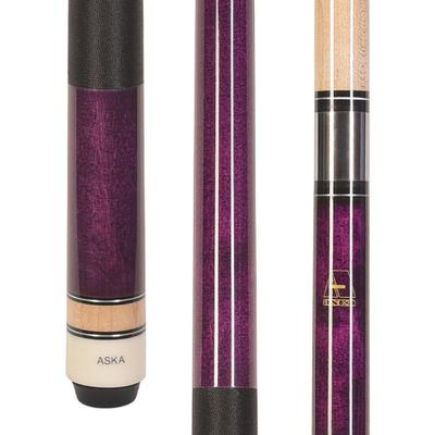 ASKA L2 2-Piece Pool Cue Stick, 58-inches Hard Rock Canadian Maple, 13mm Hard Tip (19-Ounce, Purple)