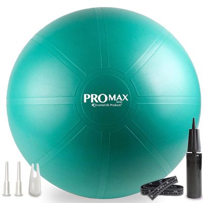 SmarterLife PRO MAX Exercise Ball for Stability Workout, Fitness, Pregnancy, Yoga, Pilates, Home Gym, Physical Therapy, Birthing, Balance Ball Chair (75 cm, Turquoise)