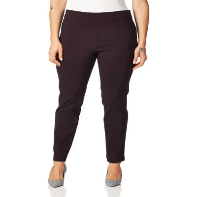 Briggs New York Women's Super Stretch Millennium Welt Pocket Pull On Career Pant Pants, Dark Pickled Beet, 16