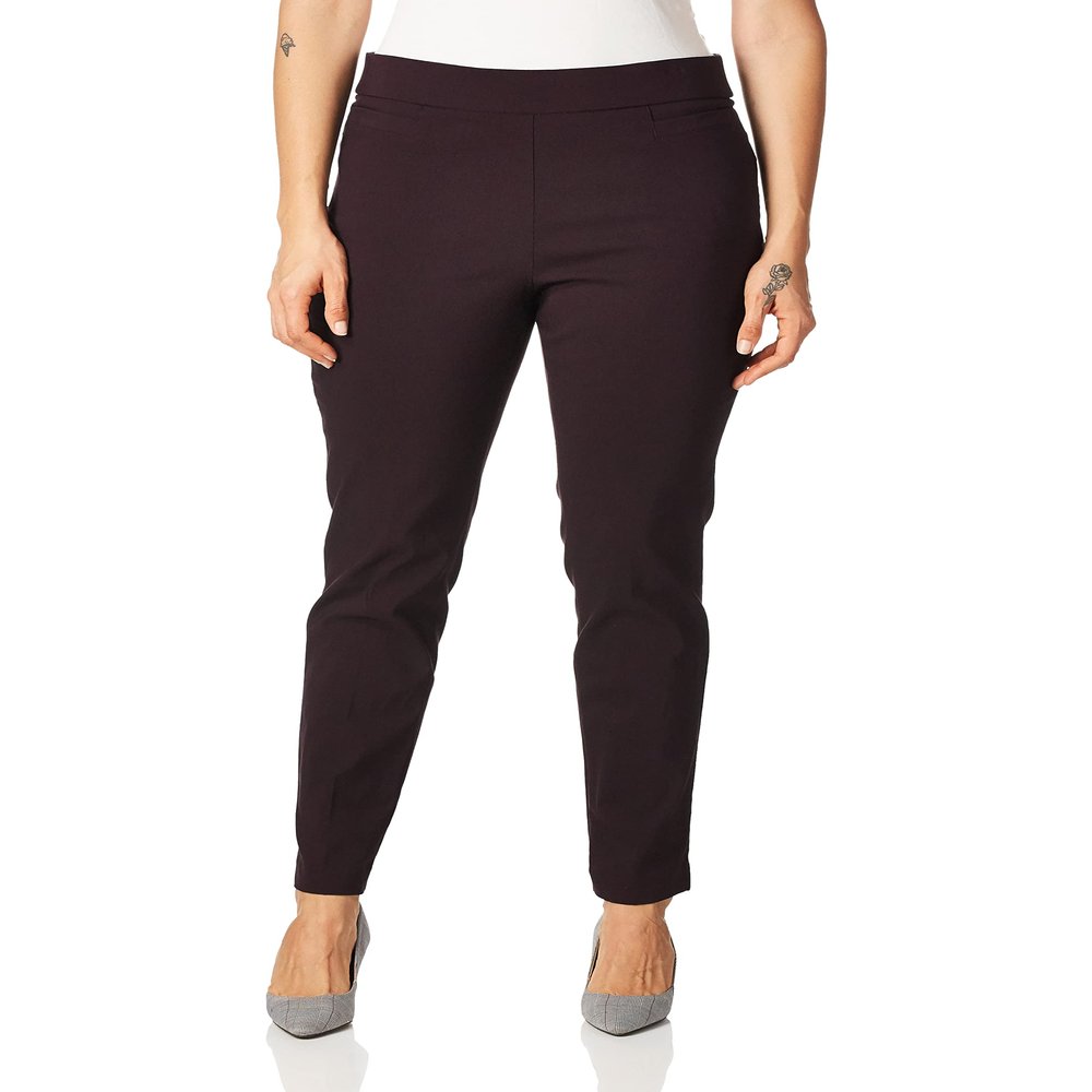 Briggs New York Women's Super Stretch Millennium Welt Pocket Pull On Career Pant Pants, Dark Pickled Beet, 16