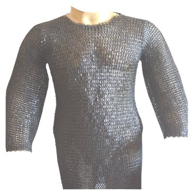 Medieval XL Chainmail Shirt Flat Riveted with Solid Ring 8 mm Maille Hauberk ABS (Original Oiled)