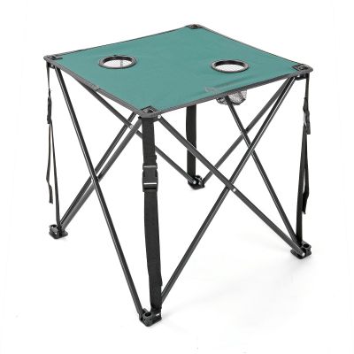 ARROWHEAD OUTDOOR 26 (66cm) Portable Camping Folding Table, 2 Cup Holders, Square, Carrying Case, Steel Frame, High-Grade 600D Canvas