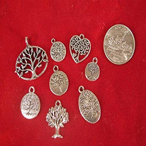 8pc set"tree" charms in antique silver style (BC151)