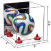 Better Display Cases Acrylic Mini - Miniature (not Full Size) Soccer Ball Display Case with Mirror Case, Red Risers and Clear Base (B03/A015) view 2