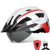 VICTGOAL Bike Helmet with USB Rechargeable Rear Light Detachable Magnetic Goggles Removable Sun Visor Mountain & Road Bicycle Helmets for Men Women Adult Cycling Helmets (L: 57-61 cm, White) view 1