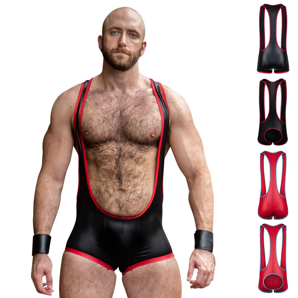 Gruff Pup Impulse Singlet - Black/Red - Full Coverage - XX-Large
