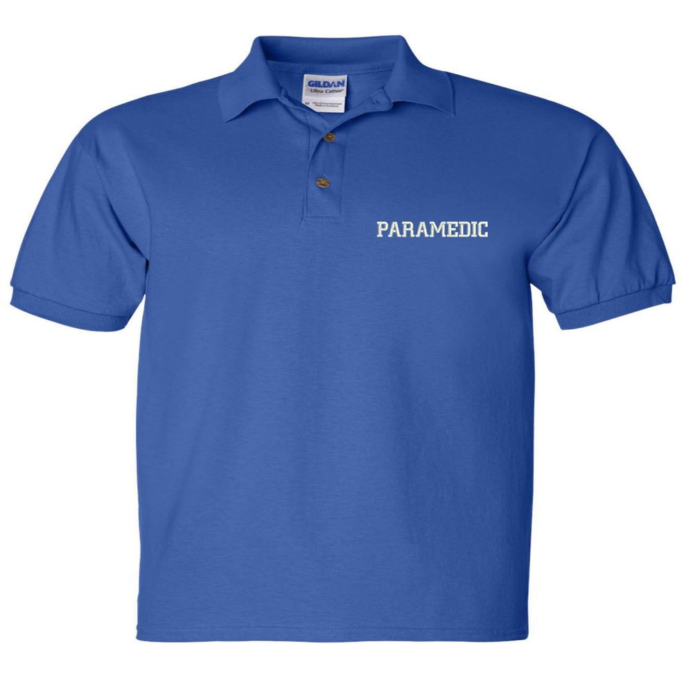 ALLNTRENDS Men's Polo T Shirt Paramedic Embroidered EMT Top Embroidery Gift (L, Royal Blue)