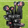 Craftsman Golf 11pcs /Set (4,5,6,7,8,9,A,S,P,L,X) USA US Flag Clover Leather Black Iron Covers Headcover view 2