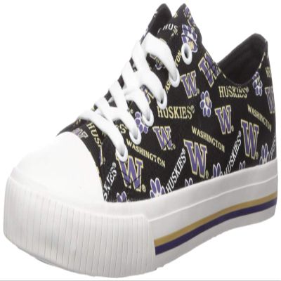 FOCO Washington Huskies NCAA Womens Low Top Repeat Print Canvas Shoes - 6