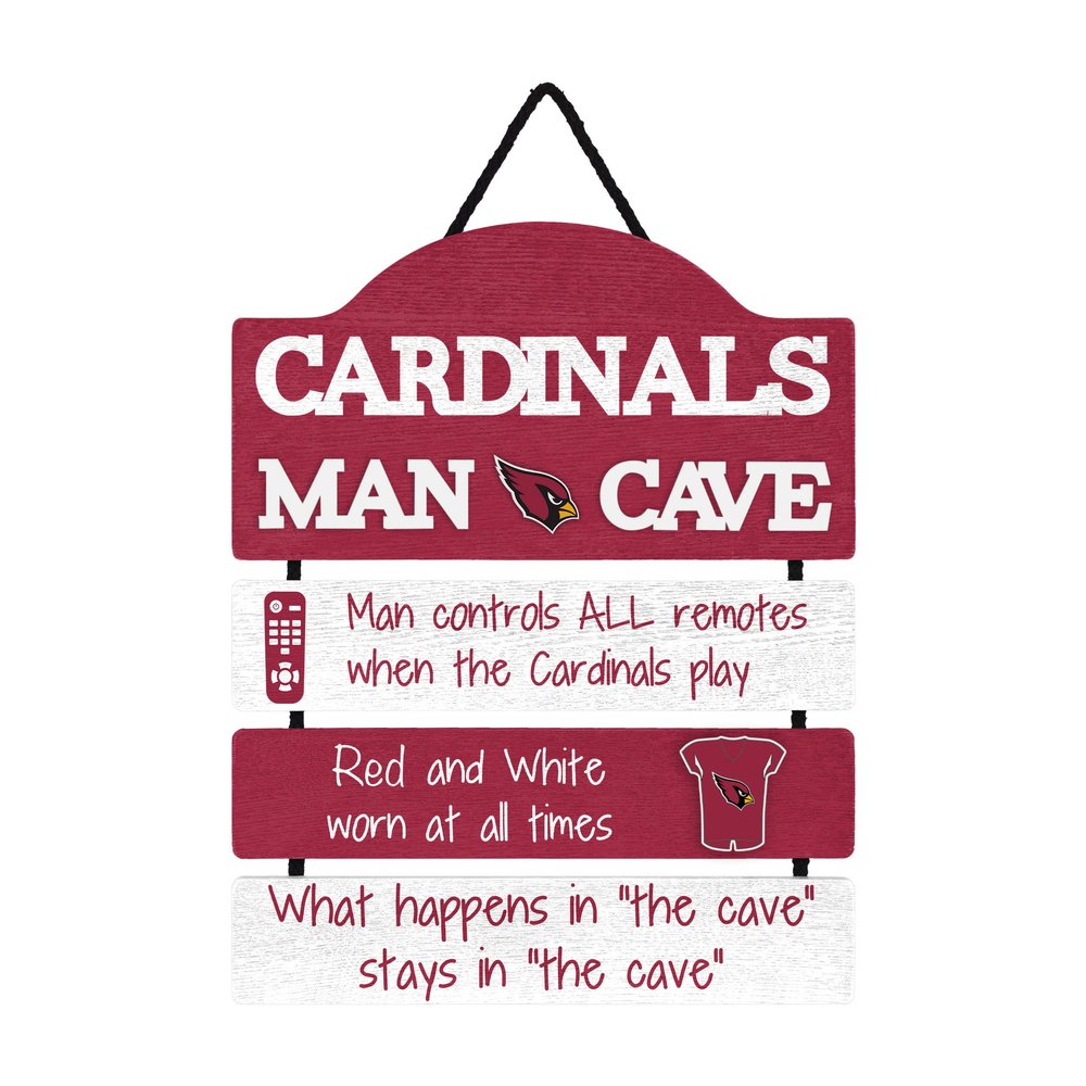 FOCO NFL Arizona Cardinals Wood SignWood Man Cave Sign, Team Colors, One Size