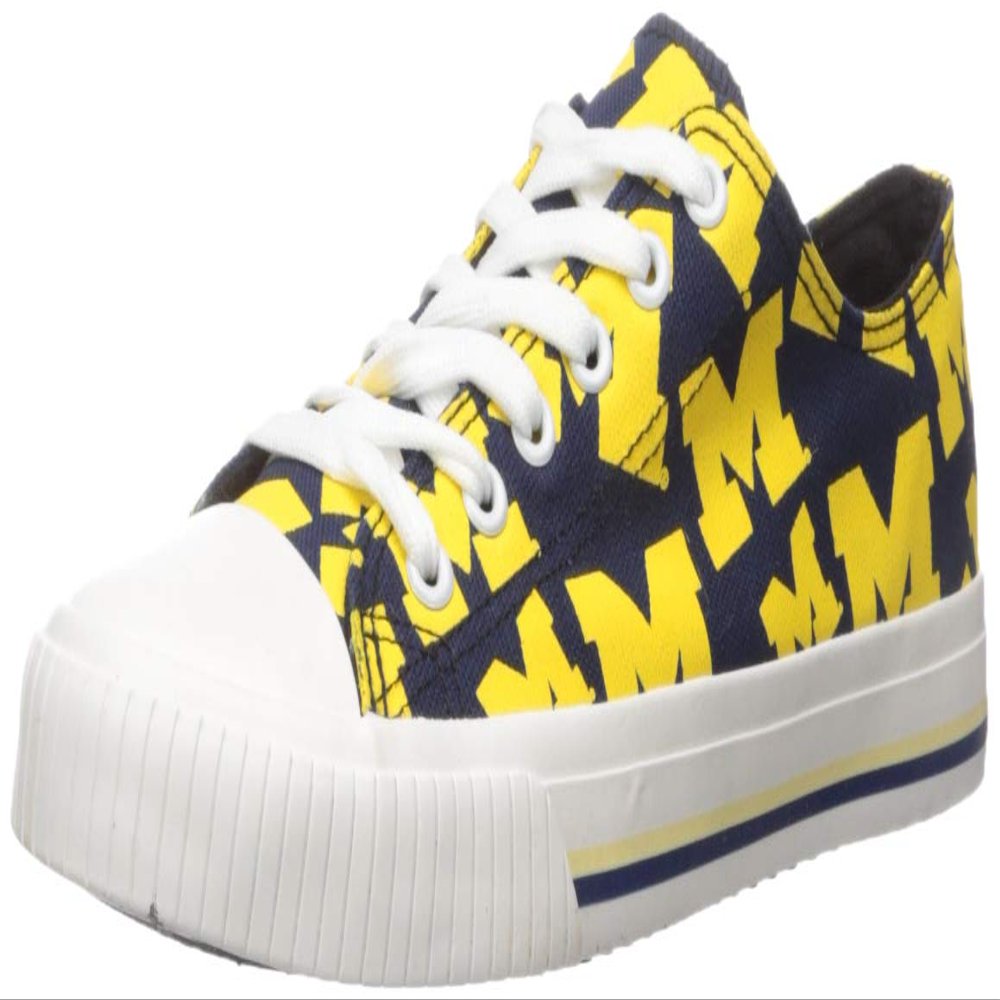 FOCO Michigan Wolverines NCAA Womens Low Top Repeat Print Canvas Shoes - 7