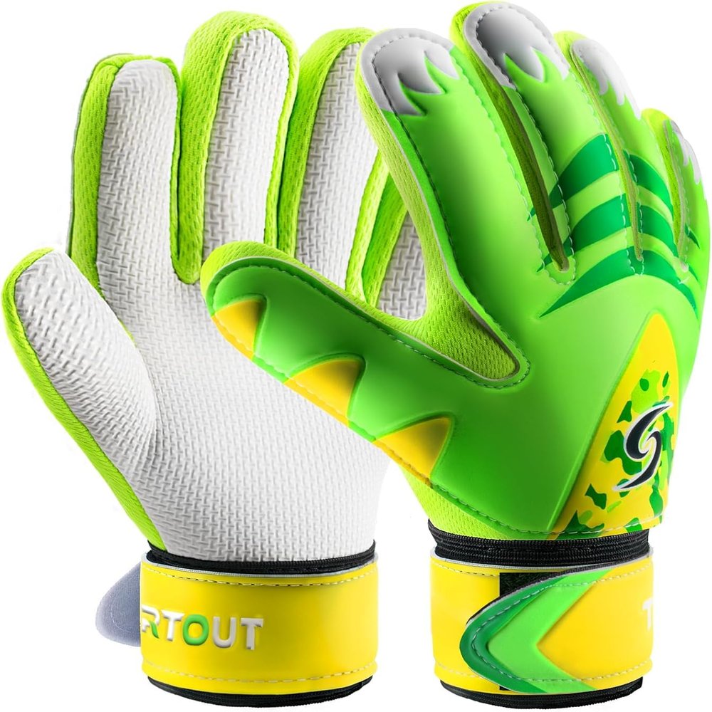 Sportout Kids Goalkeeper Gloves, Soccer Goalie Gloves with Double Wrist Protection and Non-Slip Wear Resistant Latex Material to Prevent Injuries