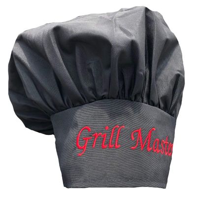 CHEFSKIN Beautiful Grill Master Chef Apron Professional Gift (Black HAT, RED Embroidery)