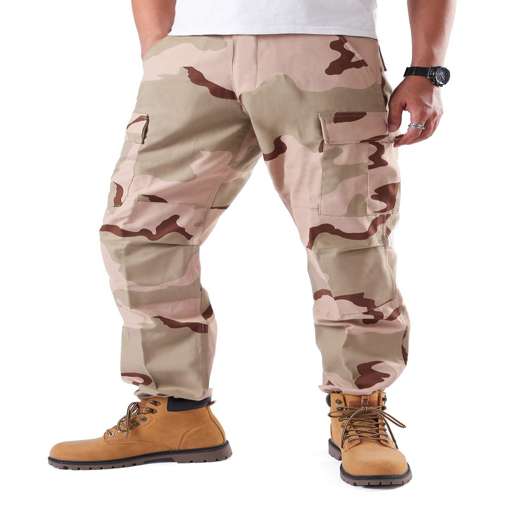 BACKBONE Mens Casual Street Fashion Camo Cargo Pants Army Combat Military BDU Pants Work Hunt Pants (Tri-Color Desert Camo,Size 42)