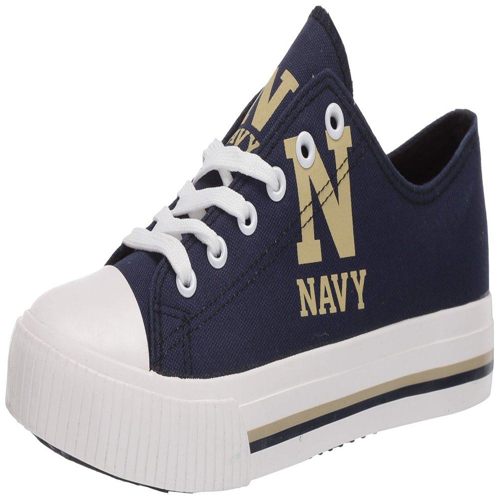 FOCO Navy Midshipmen NCAA Mens Low Top Big Logo Canvas Shoes - 7