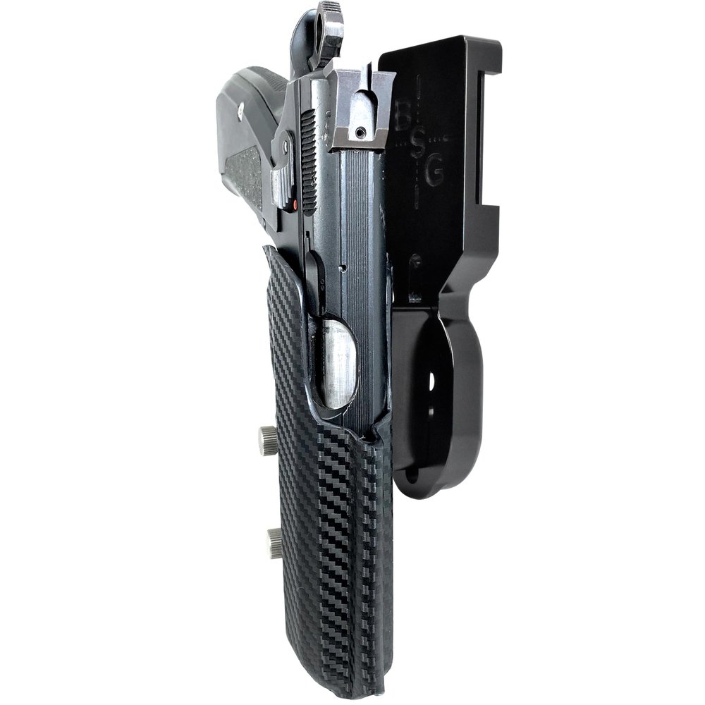 Pro Heavy Duty Competition Holster fits CZ 75-SP01 (Right-Hand Draw, Black/Carbon Fiber)