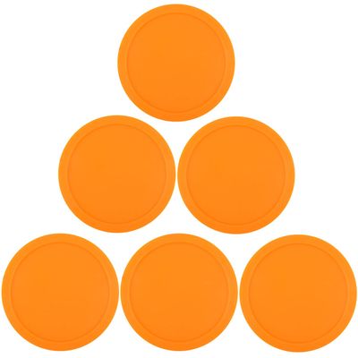 ONE250 3 1/4 inch Air Hockey Pucks, Full Size Goal Packs Replacement Accessories for Game Tables (6 Pcs) (Orange)