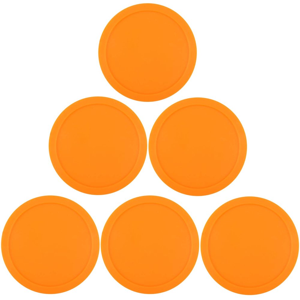 ONE250 3 1/4 inch Air Hockey Pucks, Full Size Goal Packs Replacement Accessories for Game Tables (6 Pcs) (Orange)