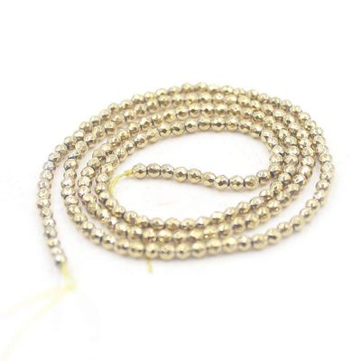 2mm Round Faceted Small Jewelry Loose Gemstone Beads Strand 15" Natural Stone for Necklace Bracelet DIY Design (#30 Rose Gold Hematite)
