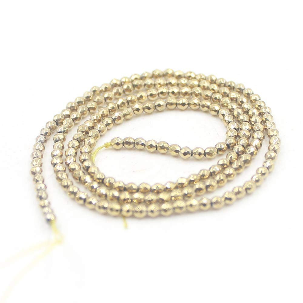 2mm Round Faceted Small Jewelry Loose Gemstone Beads Strand 15" Natural Stone for Necklace Bracelet DIY Design (#30 Rose Gold Hematite)