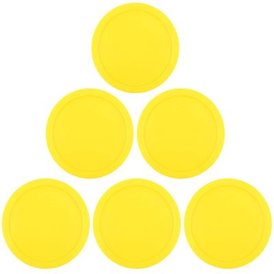 ONE250 3 1/4 inch Air Hockey Pucks, Full Size Goal Packs Replacement Accessories for Game Tables (6 Pcs) (Yellow)