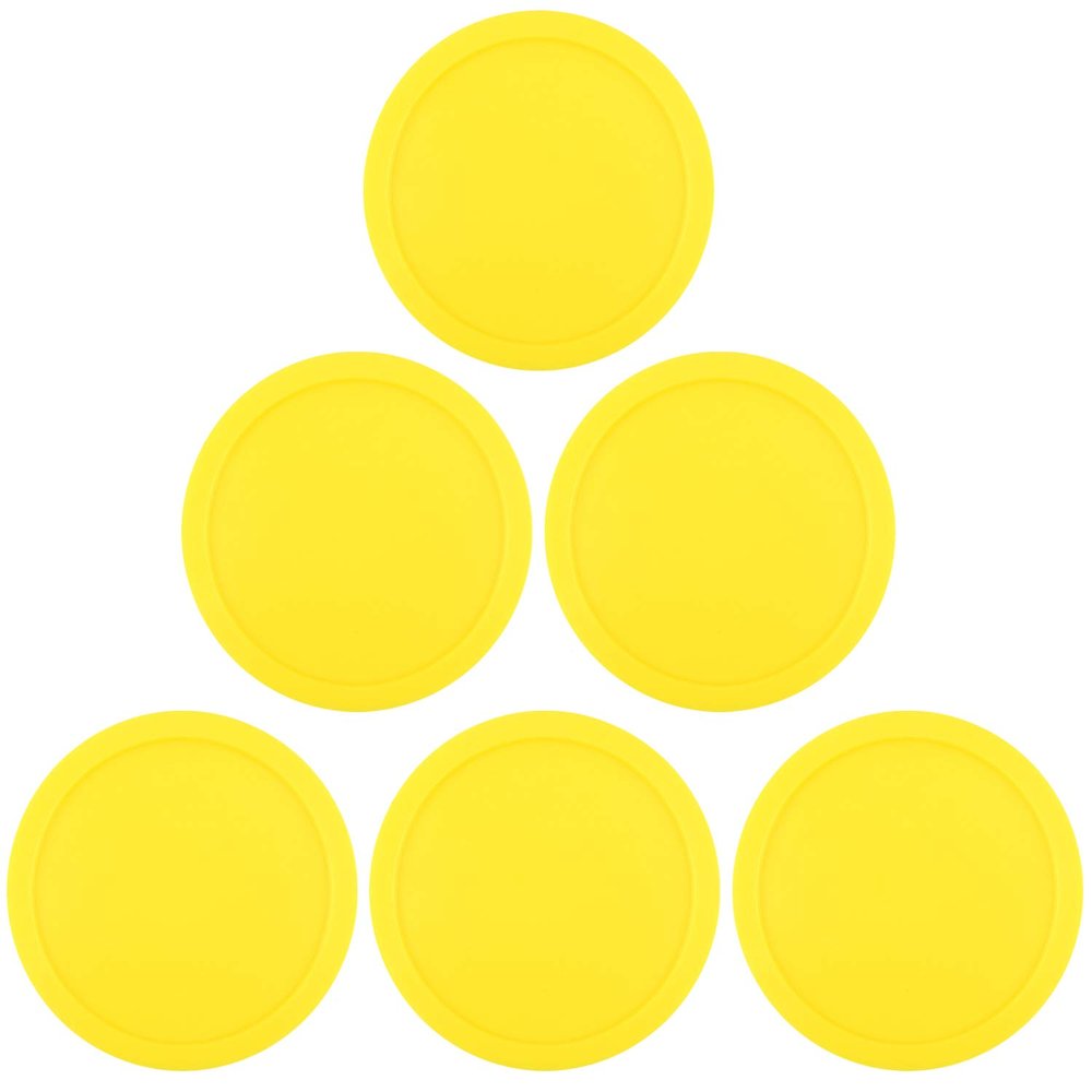 ONE250 3 1/4 inch Air Hockey Pucks, Full Size Goal Packs Replacement Accessories for Game Tables (6 Pcs) (Yellow)