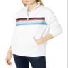 Amazon Essentials Women's Long-Sleeve Fleece Quarter-Zip Top (Available in Plus Size), Red White Placed Stripe, Small view 1