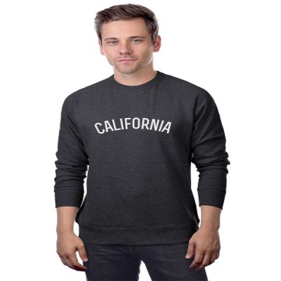 Daxton California Sweatshirt Athletic Fit Pullover Crewneck French Terry Fabric, Hth Chc Sweatshirt White Letters, M