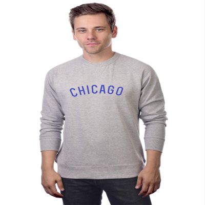 Daxton Chicago Sweatshirt Athletic Fit Pullover Crewneck French Terry Fabric, Hth Gray Sweatshirt Ry Letters, XS