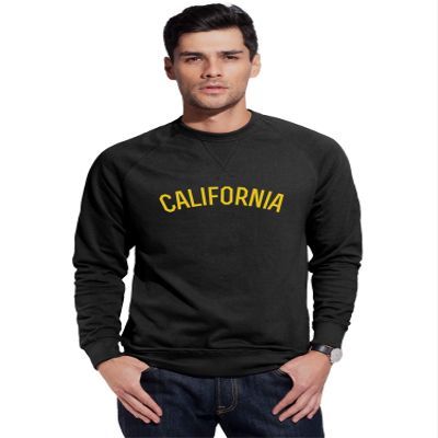 Daxton California Sweatshirt Athletic Fit Pullover Crewneck French Terry Fabric, Black Sweatshirt Gold Letters, L