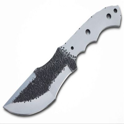 Whole Earth Supply D2 and 1095 Steel Tracker Fixed Blade Knife Blank, for Knifemaking (D2 Steel (Hammered), 4.5 Inch Blade)